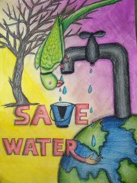 handmade drawing on save water 6