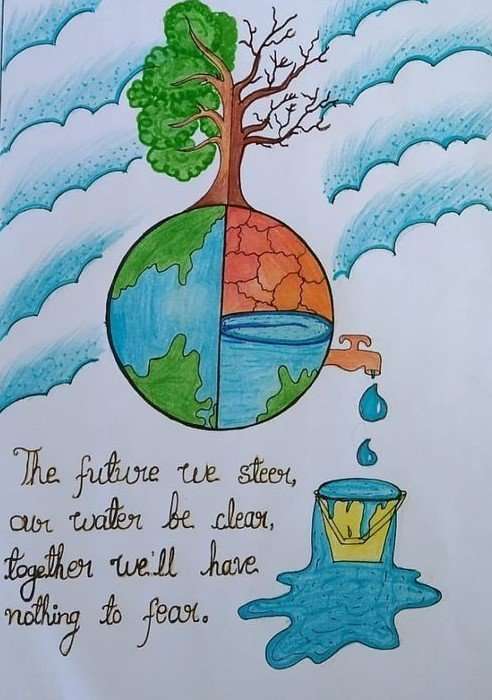 Save Water Poster With Slogan In Hindi